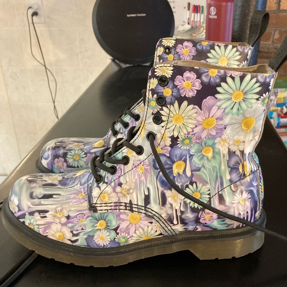 Dr. Martens Pascal Blue Slime Floral Boots